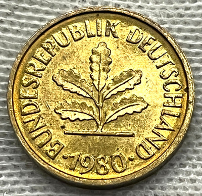 Germany / 5 Pfennig / 1980-F / KM#107 / World Coin / (03-0851)