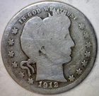 1912 Barber Quarter SILVER Coin w/ BOLD DATE PRICED BELOW SILVER MELT NR AUCTION