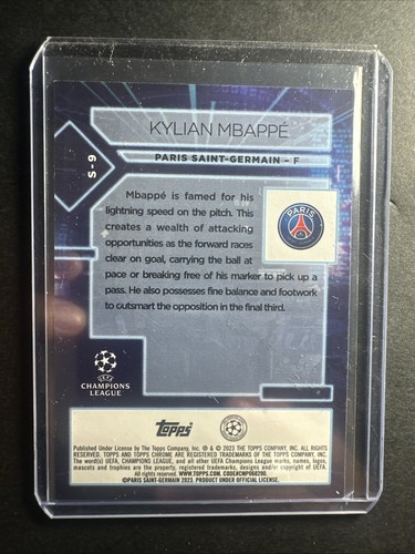 2022-23 Topps Chrome UCC Specimen #S-9 Kylian Mbappe PSG refractor card - Picture 2 of 2