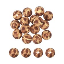 15 Pcs Silicone Round Beads, 15mm Leopard Beads, Long Yellow Hair Leopard