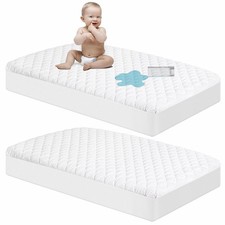 NTBAY 2 Pack Waterproof Crib Mattress Protector, Quilted 28"x52" Toddler Fitted