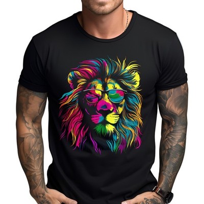 Stuff-Box Herren Rundhals Kurzarm T-Shirt schwarz Cool Lion F-0047 - Print Löwe