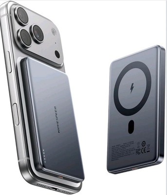 2pk MOVESPEED Magnetic Wireless Power Bank for MagSafe Apple, Gray Aluminum