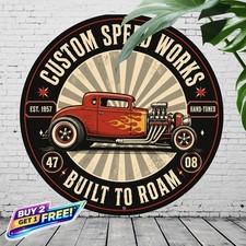 Hot Rod Garage Theme Design Metal Tin Sign Wall Plaque