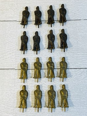 Vintage Solid Brass Nine Men s Morris Game Pieces Figurines Men Lot Of 16 Total
