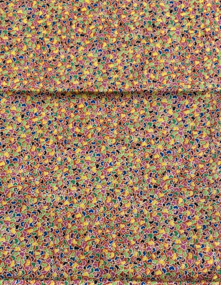 Blank Textiles Fabric Mini Multicolor Hearts Pink Background 38 x 44” - Image 2 of 3