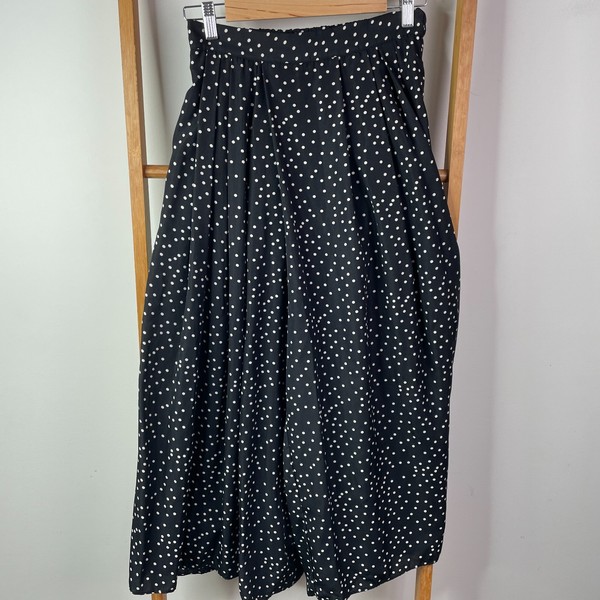 Curate Not Too Spot Pants Womens Small Black White Polka Dot Wide Leg Cropped