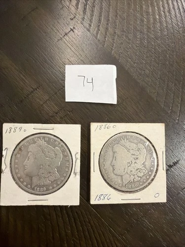 Set Of 2 Pluribus 1889 & 1886 Silver One Dollar US Coin Lot 74
