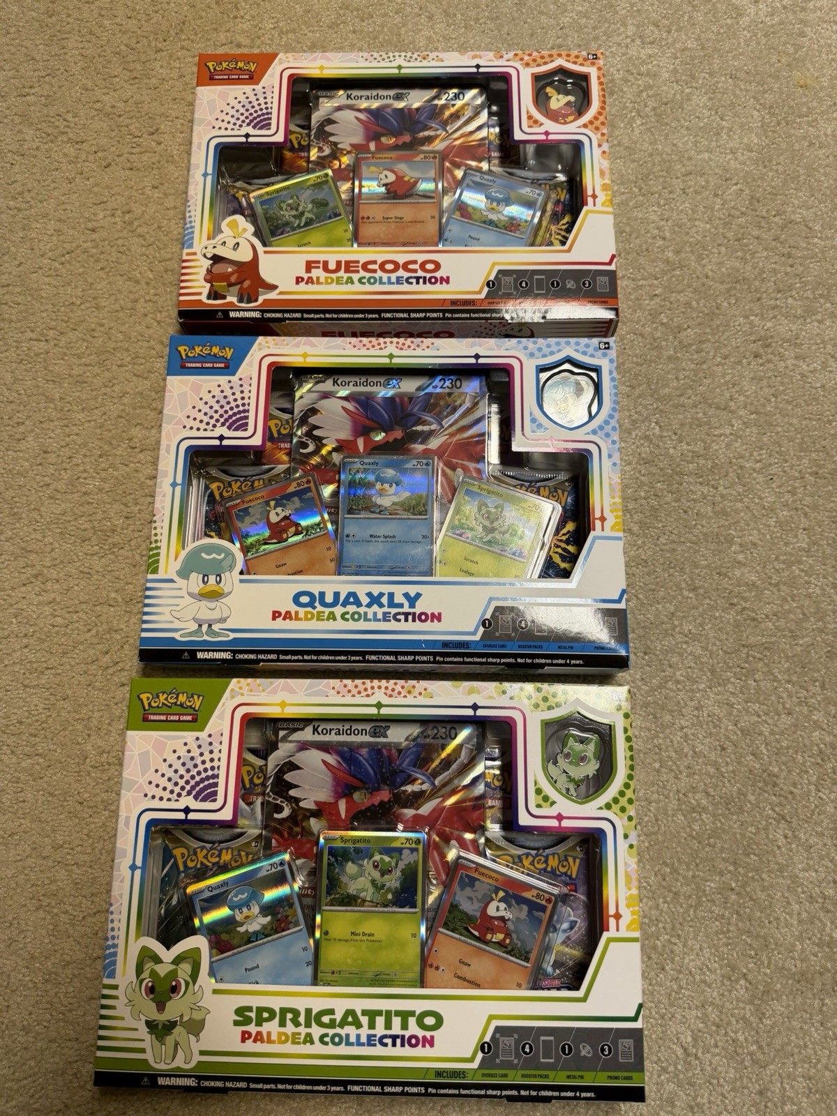 Pokemon TCG Paldea Collection Box Fuecoco, Quaxly, Sprigatito Set Of 3 - SEALED