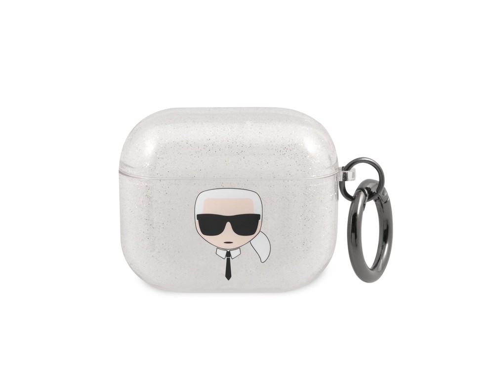 Karl Lagerfeld étui écouteurs de luxe Glitter Chic transparent