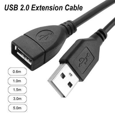 Weißes USB Verlängerungskabel 2.0 Stecker auf Buchse High Speed Kabel 12cm 25cm 1m 1,8m