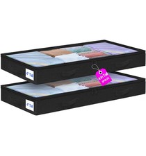 Under Bed Storage Containers, Below 4 Inches 4 inch, Black-soft-2pack
