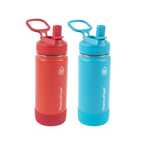With Straw Lid Bpa-free Stainless 16 Oz Red/blue