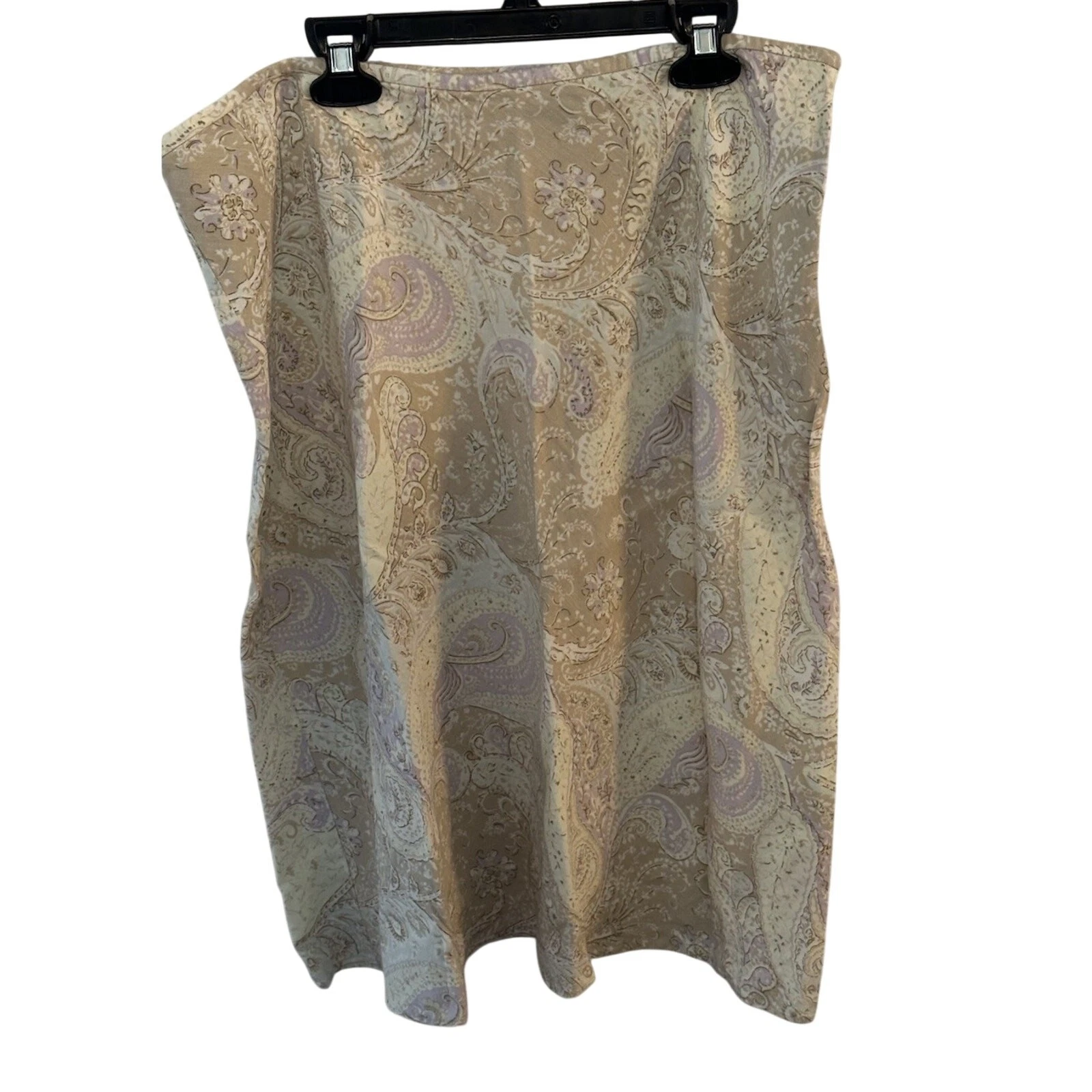 Vintage Y2K Linen Skirt Beige Paisley Cottage Garden Feminine Romantic Size 16