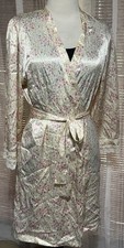 Oscar De La Renta Pink Label Floral Lace Silky Short Robe Sz M
