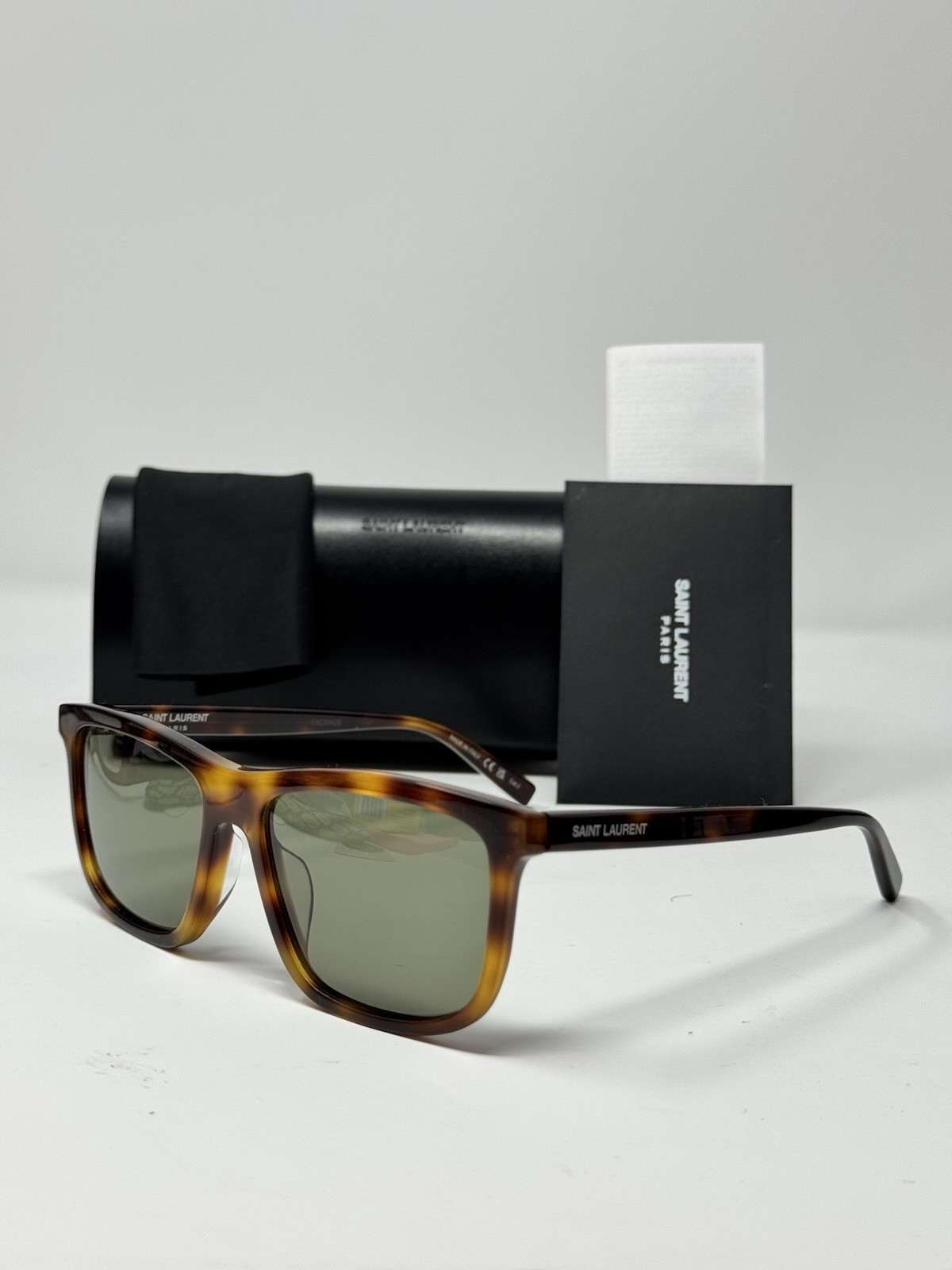 Occhiali da sole SAINT LAURENT SL501 003 avana verde 56 17 145 nuovi autentici