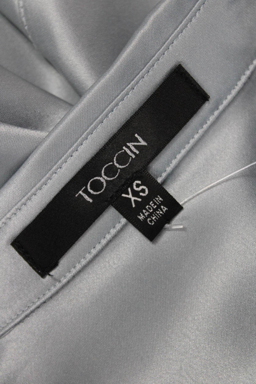 Toccin Womens Basic Collared Gray Long Sleeve But… - image 5