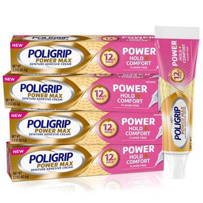 Poligrip Denture Adhesive, Power Max Hold Plus Comfort Denture Adhesive Cream...