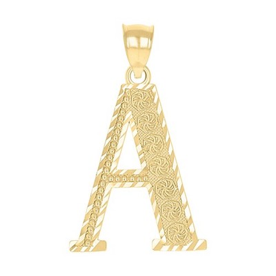 10kt Gelbgold Unisex Diamantschliff Anfangsbuchstabe A Charm Anhänger