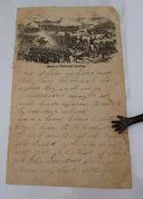 Civil War Letter on Paper with Battle of Pittsburgh Landing (Shiloh) Engraving