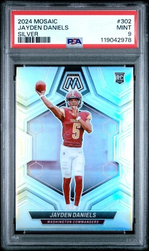 2024 PANINI MOSAIC SILVER #302 JAYDEN DANIELS ROOKIE RC PSA 9