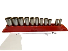 Snapon deep well sockets Std. 11/32 to 1"  with mag tray minus 7/16 socket.
