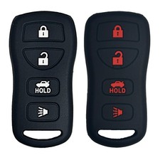 Key Fob Cover for Altima Sentra: 2 Pcs 4 Buttons Silicone Remote Black Black