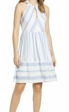 Gibson the Motherchic Women's Faded Denim Striped Sleeveless Dress Size XXL