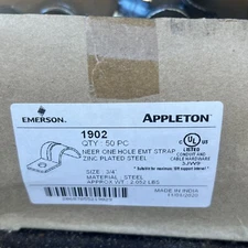Emerson Appleton Neer One Hole EMT Strap Zinc Plated Steel 50 Pack 3/4" 1902