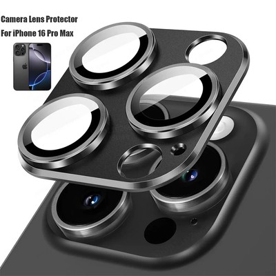 Metal Camera Lens Protector For iPhone 16E 16 15 14 13 12 Pro Max Tempered Glass