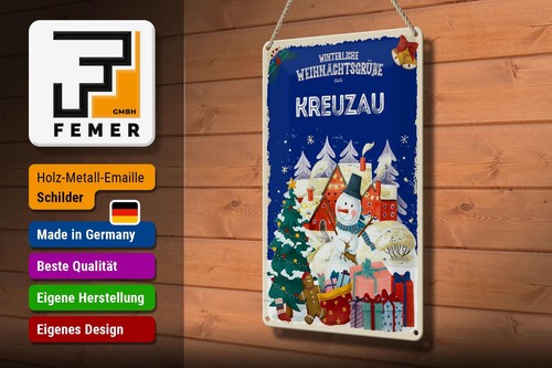 Blechschild Weihnachtsgrüße aus KREUZAU Geschenk Deko Schild tin sign 20x30 cm - Picture 3 of 5