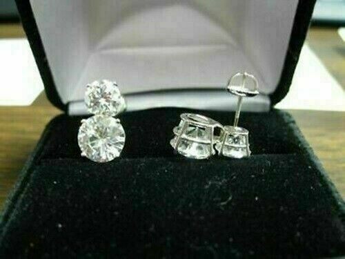 14K White Gold Plated 1.50Ct Round Cut Simulated Diamond Stud Earrings for Women