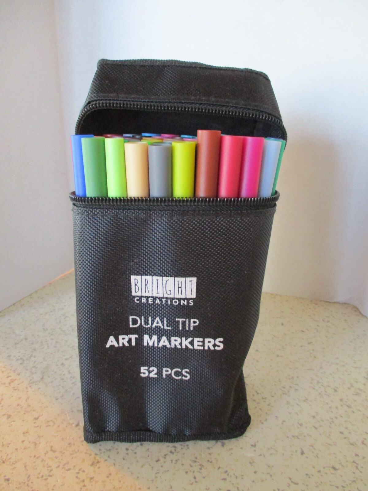 ALCOHOL MARKERS, BRIGHT CREATIONS, DUAL TIP, ART MARKERS, 52 PC, ZIP CASE, NEW-image