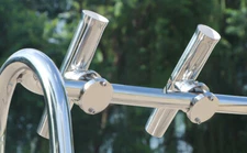 2X Fishing Rod Holder Adjustable Clamp-on 1" to 1-1/4" Rail 316 Stainless Steel