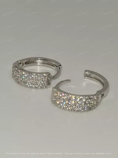 2 Ct Lab Diamond Huggie Hoop Earrings 14k White Gold-image