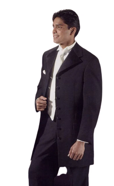 Abrigo largo de vaquero de esmoquin negro para niños Abrigo victoriano Caroler TUXXMAN Foto 2 de 2