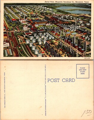 #ad Aerial View Magnolia Petroleum Company Beaumont Texas TX Postcard $1.99