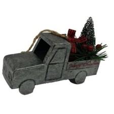 Holiday Time Black / Gray Truck Merry Christmas with Tree --Hanging Ornament