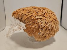 VINTAGE Andrea Fashions tan beige Floral Fashion Hat new york nyc womans