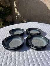 Set of 8 Denby Gray Black Halo 8.5” Pasta Bowl & Medium Coup Plate Lot England