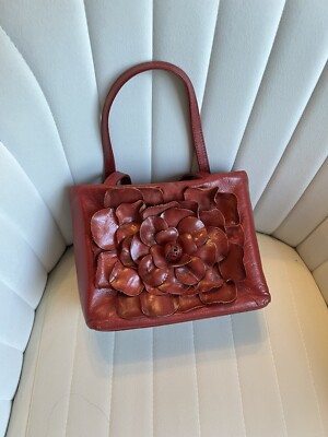 PAOLO MASI Red Leather Made in Italy Evening Wedding Bag Purse Handbag