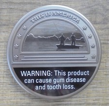 THIS IS AMERICA SNUFF CAN LID-RED SEAL-MEN FISHING ON BOAT NEW IN ORIGINAL BOX