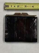 Vintag EEL SKIN Burgundy Wallet Lee Sands Kiss Lock Change Purse