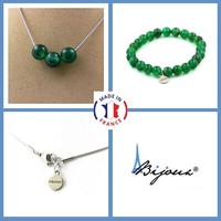 Steine Und Mineralien. Schmuckset Armband Halskette 3 Perlen GrüNe Achat 8 Mm
