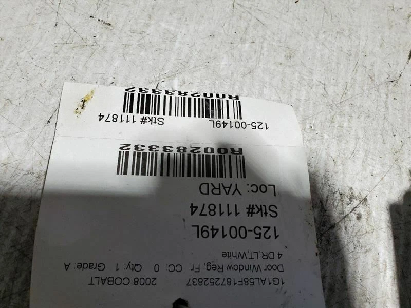 2005-2010, Chevrolet Cobalt, Sedan, Driver Front Window Regulator, PN:22725060 - Image 3 of 3