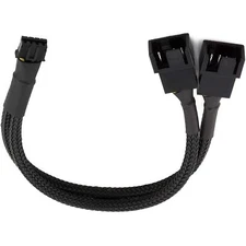 GPU Fan Adapter Splitter Cable 1-to-2 PWM 4-Pin 3-Pin Fans 10cm Black Cable