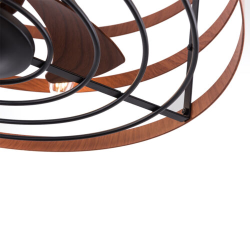 18" Metal Ceiling Fan Light with Cage 3 Speed Chandelier Fan Lamp Remote Control - Picture 8 of 10