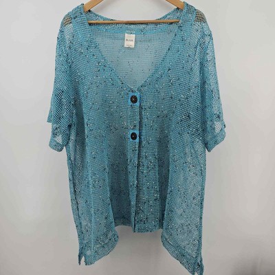 Blair Loose Knit Top Teal Blue 2XL