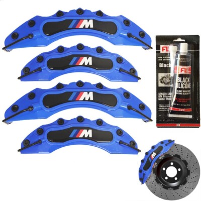 4x ABS PLASTIK Blau BMW M Scheibenbremse Bremssattel Abdeckung Haltbar + SILIKON