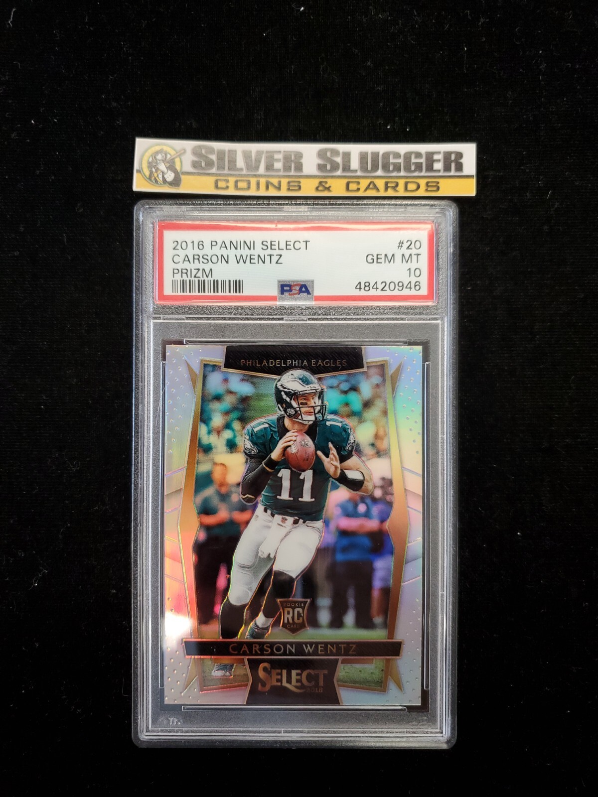 2016 Carson Wentz Panini Select Silver Prizm #20 PSA 10 RC Philadelphia Eagles